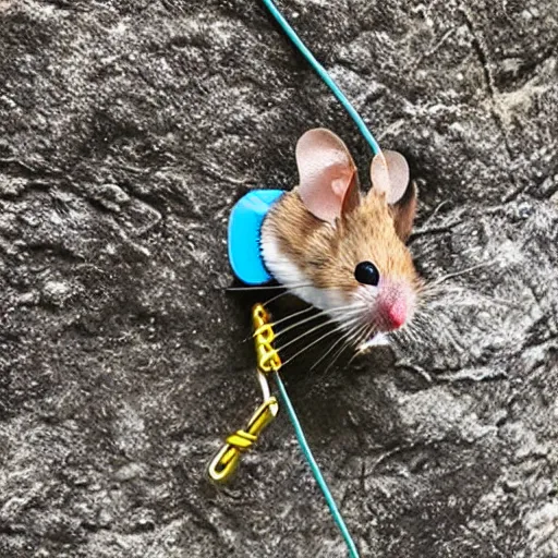 Image similar to mouse climbing with carabiner