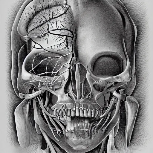 Prompt: anatomical drawing of the number 1 0 0