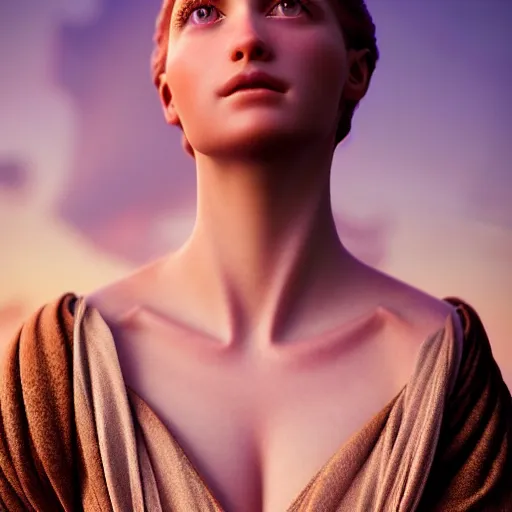 Image similar to photographic portrait of a stunningly beautiful renaissance roman female in soft dreamy light at sunset, contemporary fashion shoot, by edward robert hughes, annie leibovitz and steve mccurry, david lazar, jimmy nelsson, breathtaking, 8 k resolution, extremely detailed, beautiful, establishing shot, artistic, hyperrealistic, beautiful face, octane render