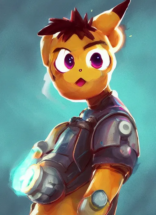 Prompt: lofi BioPunk Pokemon Pikachu portrait Pixar style by Ross Tran