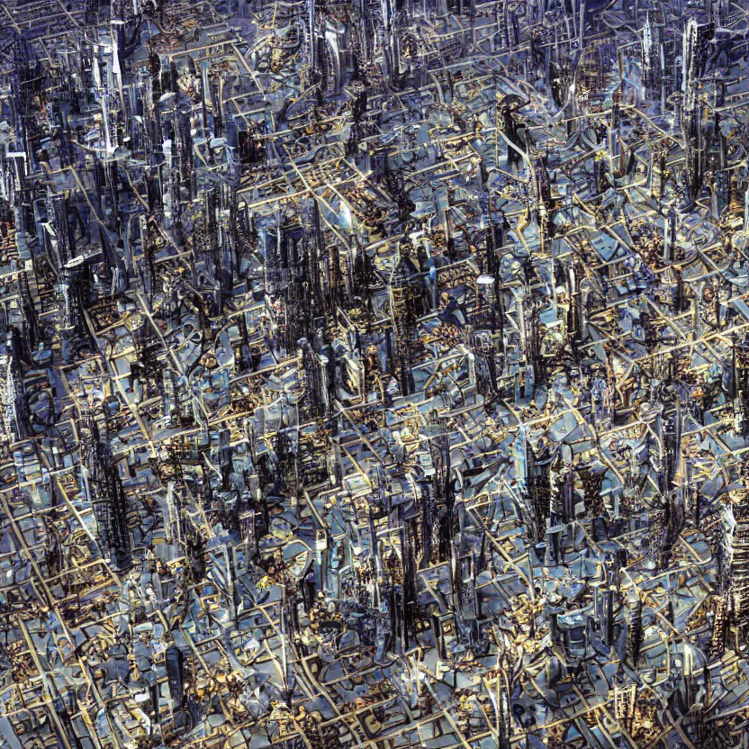 Image similar to tilt - shift photography of a huge sprawling futuristic city on venus