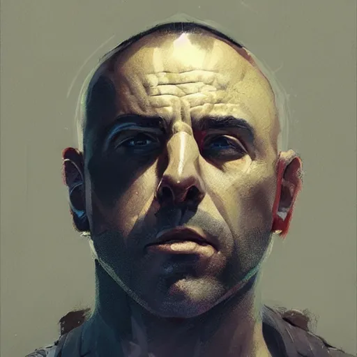 Image similar to portrait of joe rogan, concept art by greg rutkowski, futuristic and brutalist environment, scifi, highly detailed portrait, digital painting, artstation, concept art, smooth, sharp foccus ilustration, artstation hq