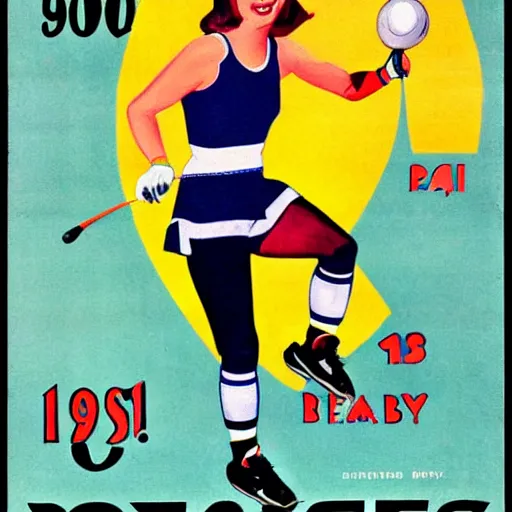 Image similar to a 1 9 2 8 colorful poster. happy, healthy, smiling, sporty, glowing greta garbo in athletic wear.