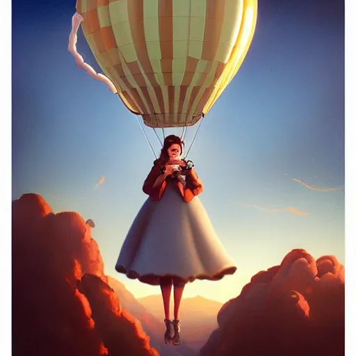 a woman in a hot air balloon in Pixar style by Stanley | Stable ...