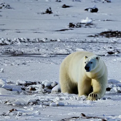 Prompt: Photo of an upright Polar Bear with a Kalashnikov