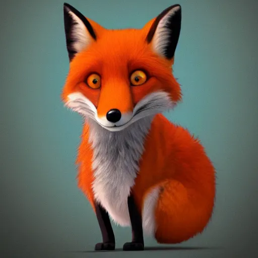 Prompt: , red fox, in the style of pixar, character art, movie still