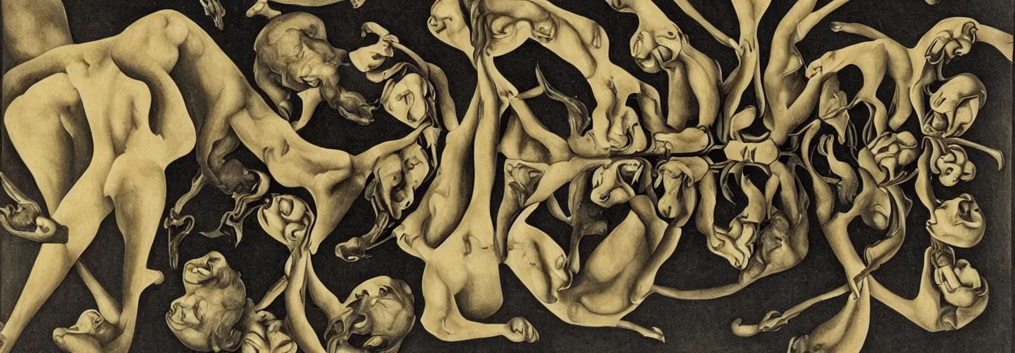 Prompt: Escher Metamorphosis of Narcissus Dali