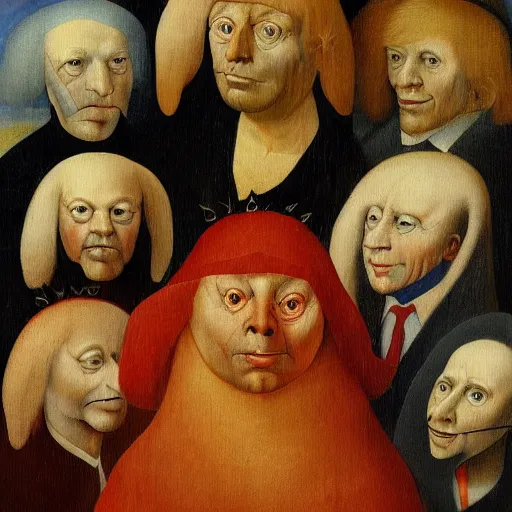 Prompt: a painting of donald trump, in the style of hieronymus bosch.