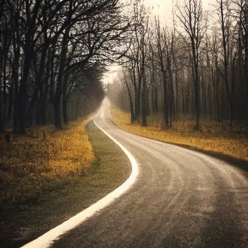 Image similar to Beautiful cameraphone, soft liminal Photograph of a Lithuanian road