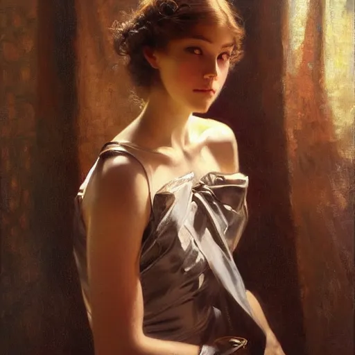 Prompt: a classy high fashion studio stunning backlit portrait of frowning anime girl, painting by gaston bussiere, craig mullins, j. c. leyendecker
