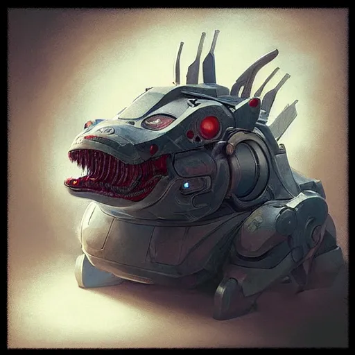 Prompt: a mechanical robot with camera lens eyes in the shape of a cute fat obese dragon, intricate, highly detailed, artstation, concept art, smooth, sharp focus, art by artgerm and greg rutkowski