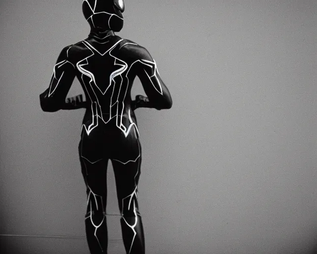Image similar to iron spider suit, lomography lady grey