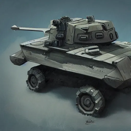 Prompt: 2d concept art of small military battle vehicle by Dawid Michalczyk