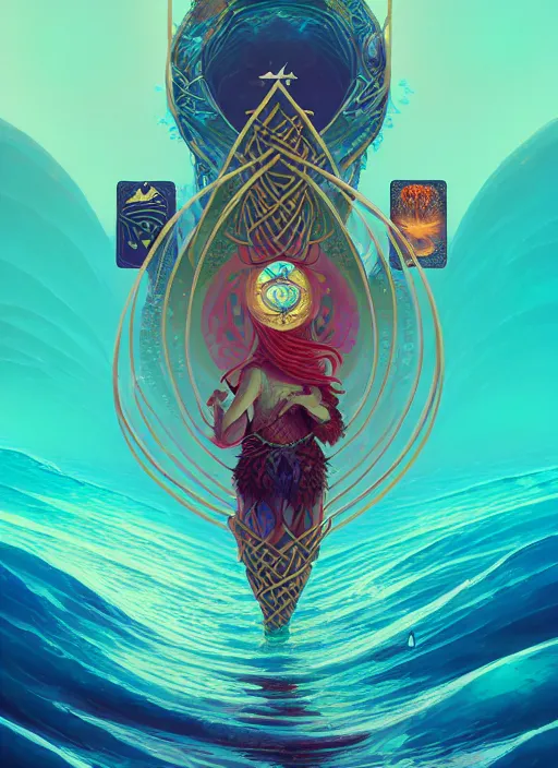 Image similar to fractal tarot card of a viking naturepunk master of oceans and wind water and boats, beautiful detailed realistic cinematic character concept fashion portrait, hi - fructose art magazine, by anton fadeev and paul lehr and david heskin and josan gonzalez, 8 k