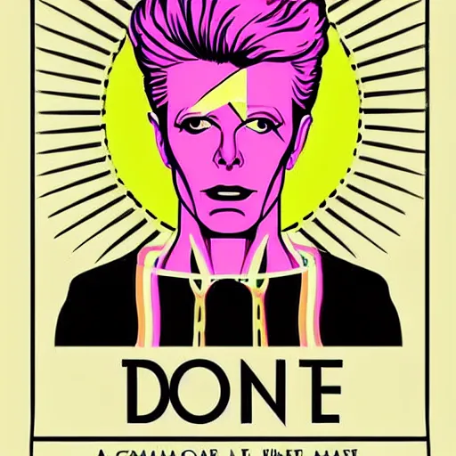 Prompt: a poster for a david bowie tribute dj - set at the indie club common people. alladin sane. illustrated and designed by annika backstrom