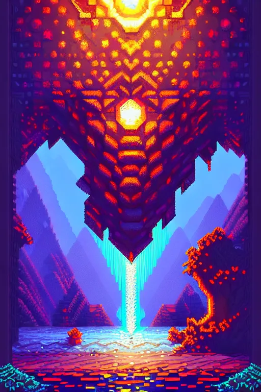 Prompt: subsurface scattering, crystal of fate, beautiful detailed pixelart by albertov, intricate details, beautiful, dithered gradients, volumetric lighting, cgsociety, artstation, smooth, sharp focus, 2 d illustration, amazing art by dan mumford, old school computer game graphics, crpg, d & d, pixel art