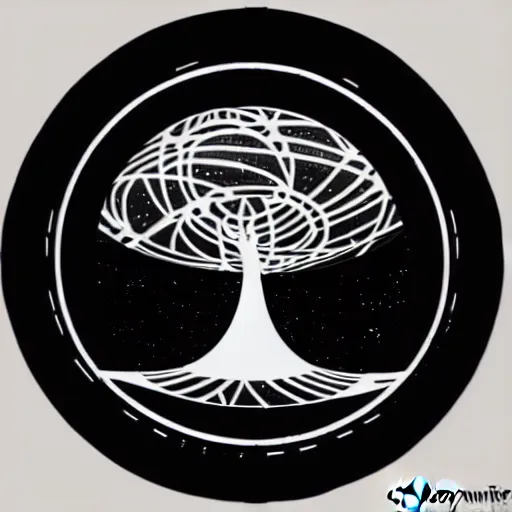 Image similar to black and white sci fi luxury themed svg vector art panel for cnc plasma, laser, stencil, unique art nouveau deco hole through circuit cedar tree design