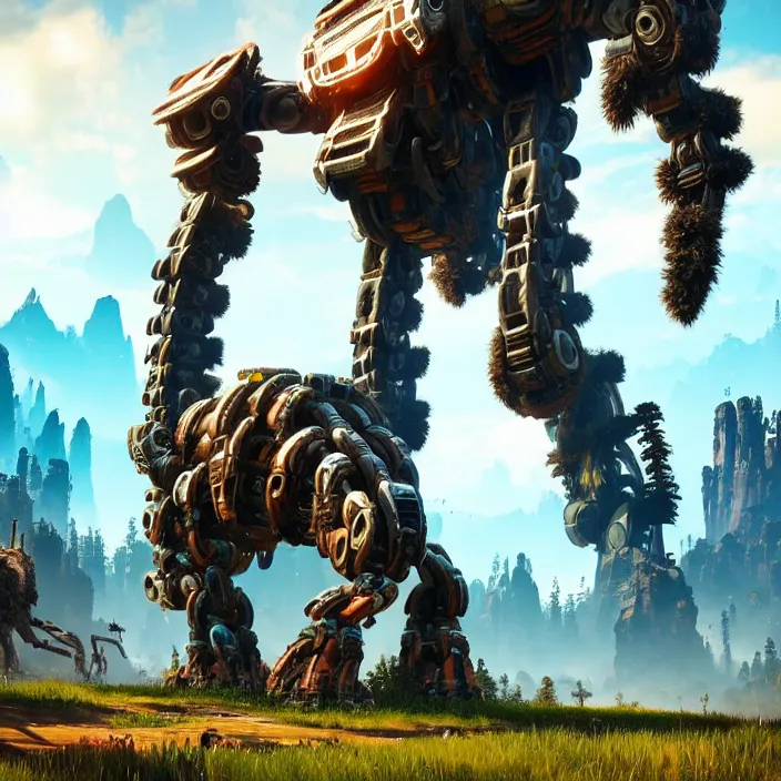 Image similar to photo of a robot mammoth in the style of horizon zero dawn, highly detailed, 4 k, hdr, smooth, sharp focus, high resolution, award - winning photo