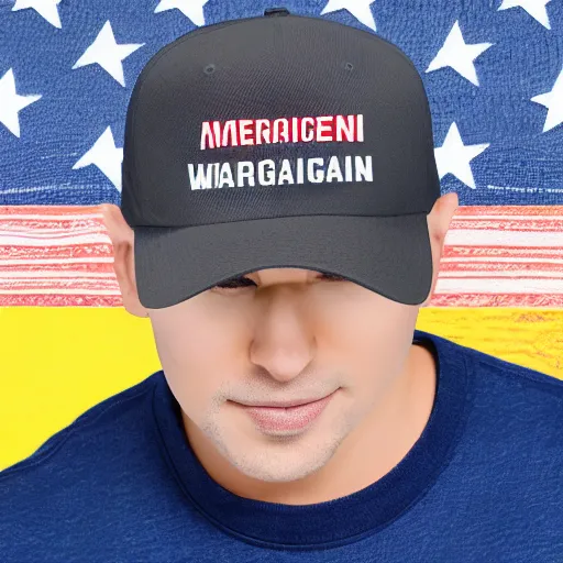 Image similar to doge wearing a make america great again cap, realistic, 8 k,