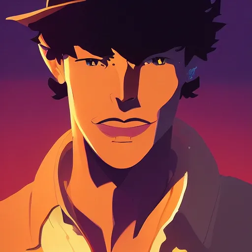 Image similar to face icon stylized minimalist cowboy bebop, loftis, cory behance hd by jesper ejsing, by rhads, makoto shinkai and lois van baarle, ilya kuvshinov, rossdraws global illumination