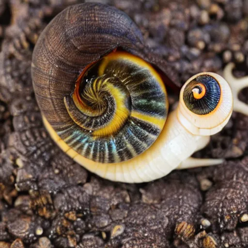 Image similar to a snail with an eyeball for a shell