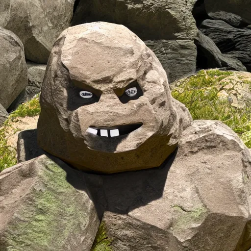 Image similar to rock golem with an angry face