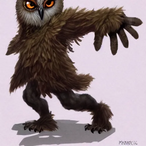 Prompt: a druid owlkin, dnd character concept art full body, magic the gathering art