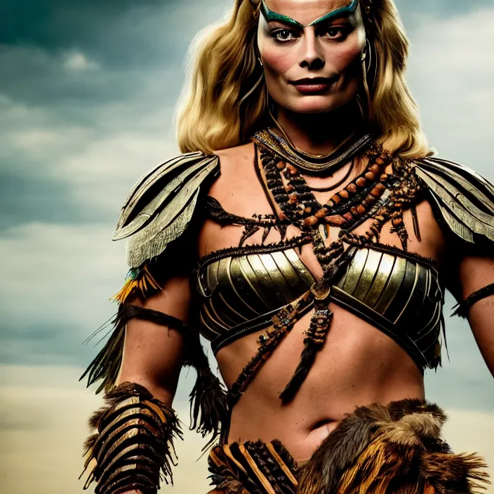 Prompt: full length portrait photograph of a margot robbie as a amazon warrior. Extremely detailed. 8k