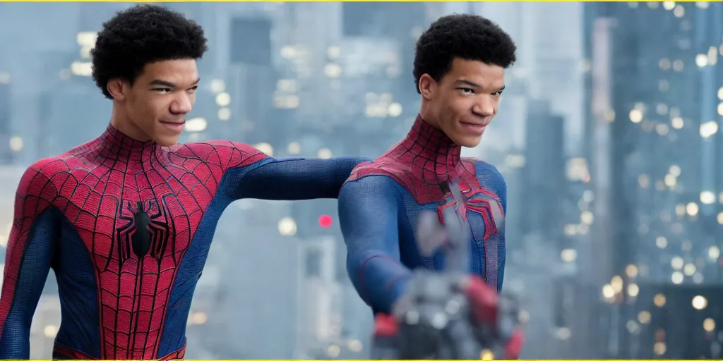 Prompt: justice smith is spiderman photo 4k