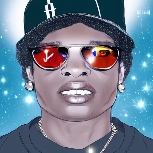 Image similar to eazy-e meets sailor moon hyper realistic digital art