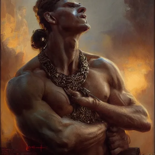 Image similar to handsome portrait of a young guy fitness posing, war hero, flexing abs, radiant light, caustics, by gaston bussiere, bayard wu, greg rutkowski, giger, maxim verehin