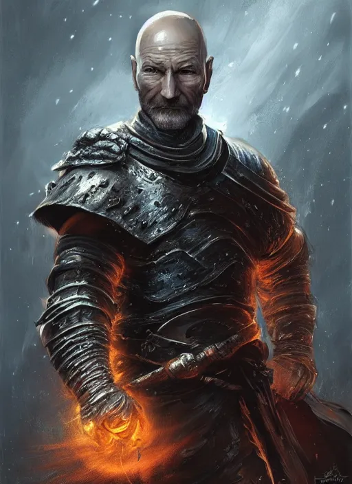 Prompt: highly detailed oil painting, masterpiece warrior darksouls patrick stewart, fantasy character portrait, dynamic pose, above view, top lighting, realistic shaded, perfect face, 8 k realistic, hyper detailed, digital painting, artstation, concept art, hyper detailed eyes, cinematic lighting, dynamic pose, above view, perfect eyes