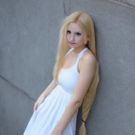 Image similar to of cute 2 0 year old female angel with long blonde hair and white dress