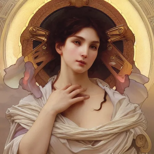 Prompt: the face of god, intricate, art by artgerm and greg rutkowski and alphonse mucha and william - adolphe bouguereau, high detailed, 4 k,