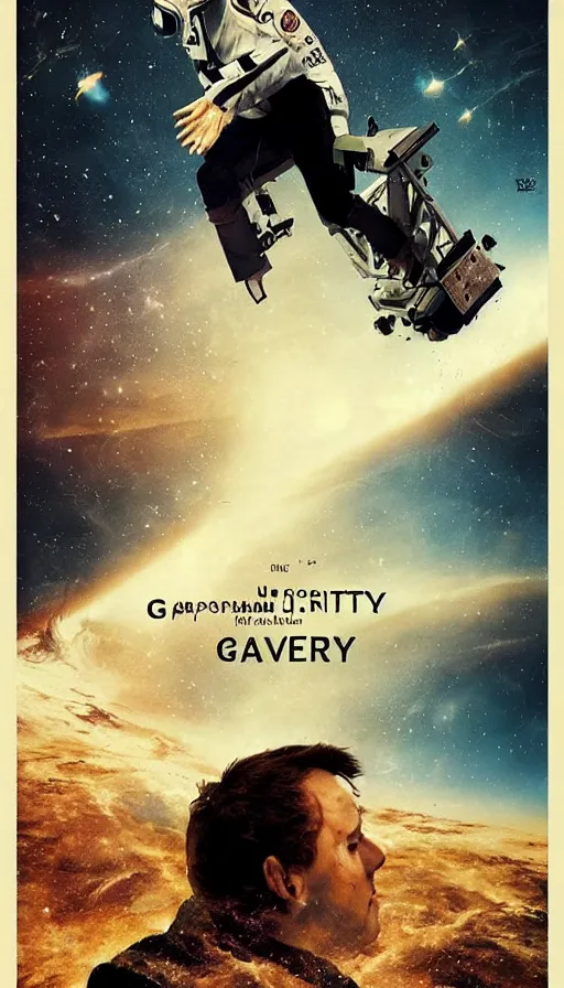 Image similar to gravity movie poster in a russian style.