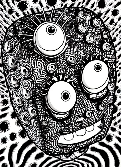 Image similar to junji ito style spongebob squarepants, intricate, highly detailed, illustration, art by junji ito, junji ito