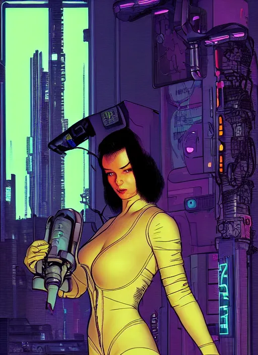 Image similar to cyberpunk surgeon. portrait by mœbius and will eisner and gil elvgren and pixar. realistic proportions. cyberpunk 2 0 7 7, apex, blade runner 2 0 4 9 concept art. cel shading. attractive face. thick lines.