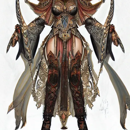 Prompt: concept art of beautiful priestess in warrior pose, hyper detailed