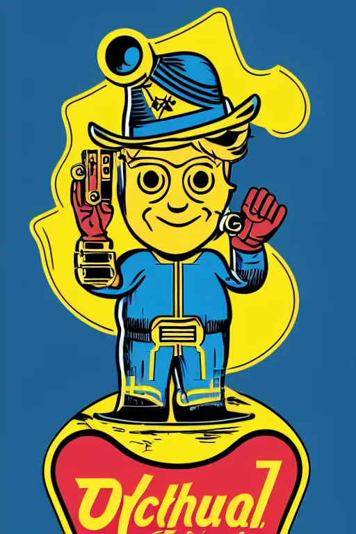 Image similar to fallout 7 6 retro futurist illustration art by butcher billy, sticker, colorful, illustration, highly detailed, simple, smooth and clean vector curves, no jagged lines, vector art, smooth andy warhol style