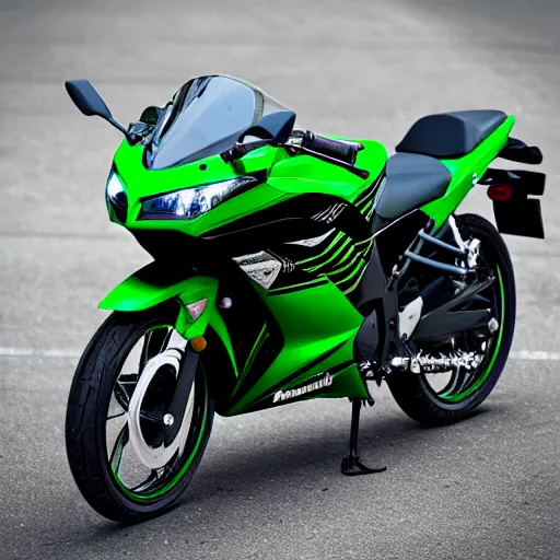 Image similar to Kawasaki Ninja 300, green and black