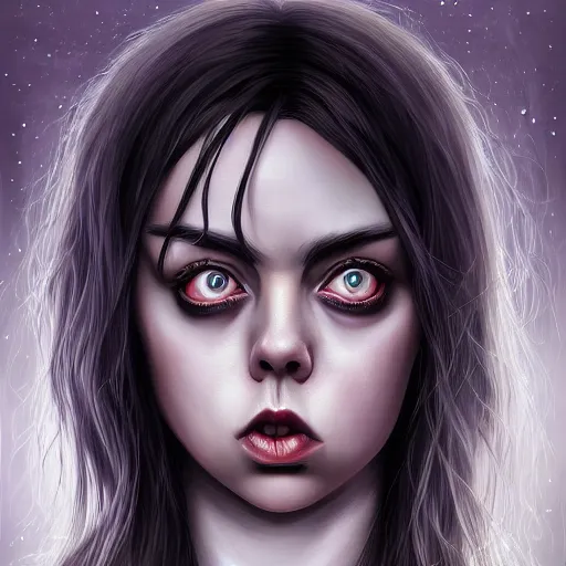 Image similar to a gothic portrait painting of billie eilish by cyril rolando, | demonic | horror themed