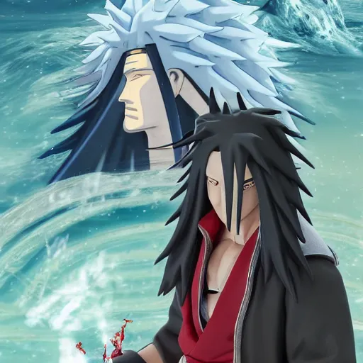 Prompt: 8 k uhd, hashirama senju vs madara uchiha 3 2 feet statue, river, mount, historical place, pilgrims, offerings, visitor, priest, photorealistic, highly details content