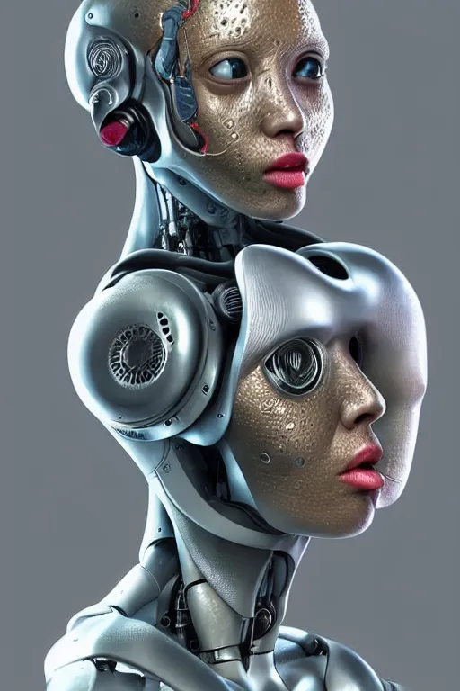 Image similar to beautiful portrait of a teen robot making fyunny face with the tongue, dystopian, biopunk, skin details, digital painting, sculpted in zbrush, artstation, concept art, smooth, sharp focus, illustration, chiaroscuro, soft lighting, golden ratio, rule of thirds, fibonacci, art by Audubon, incredible art by Stanley Artgerm Lau and Greg Rutkowski, composition by mike mignola and Simon Stalenhag,