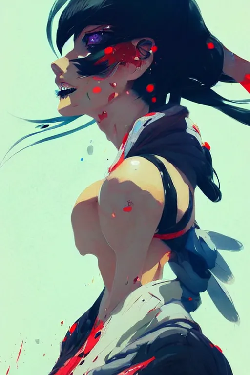 Image similar to an ultradetailed beautiful painting of a stylish woman fighter, by conrad roset, greg rutkowski and makoto shinkai, featured on artstation