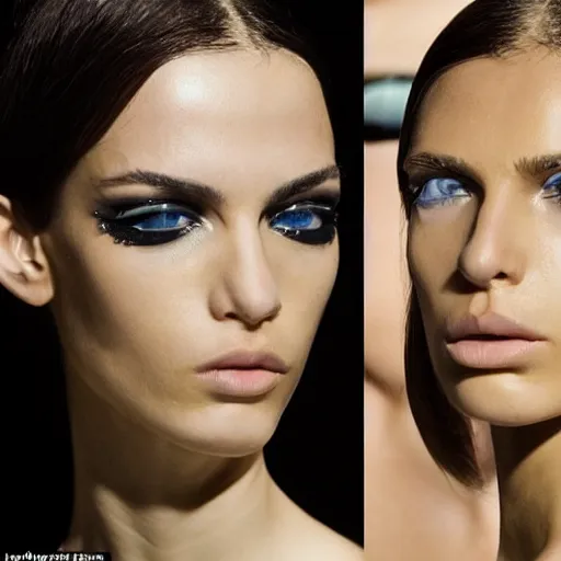 Prompt: A beautiful portrait of valery kaufman as Bond Girl from latest James Bond movie and a model at Versace fashion show as a model Spring/Summer 2018, highly detailed, in the style of cinematic, Milan fashion week backstage, Extreme close up, Makeup by Pat McGrath, Hair by Guido Palau, Greg rutkowski