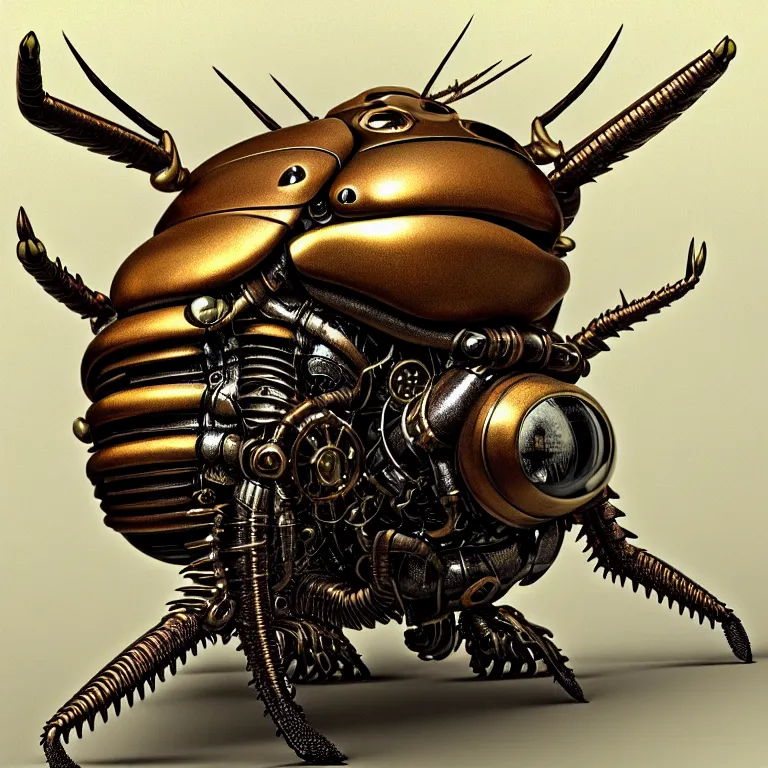 Image similar to steampunk stag beetle, biomechanical, very coherent symmetrical artwork, cinematic, 3 d model, unreal engine realistic render, 8 k, micro detail, intricate, elegant, highly detailed, centered, digital painting, smooth, sharp focus, illustration, artgerm, tomasz alen kopera, by wlop