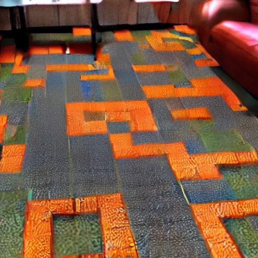 Image similar to The floor is minecraft lava themed livingroom