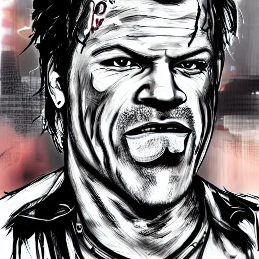 Prompt: Chris Jericho painmaker drawn in the style of grand theft auto 4