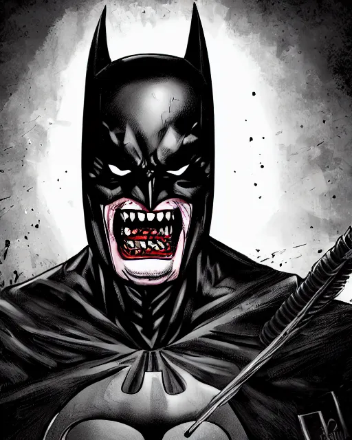 Image similar to the batman who laughs, comic strip style, dynamic lighting, fantasy concept art, trending on art station, stunning visuals, creative, cinematic, portrait, ultra detailed