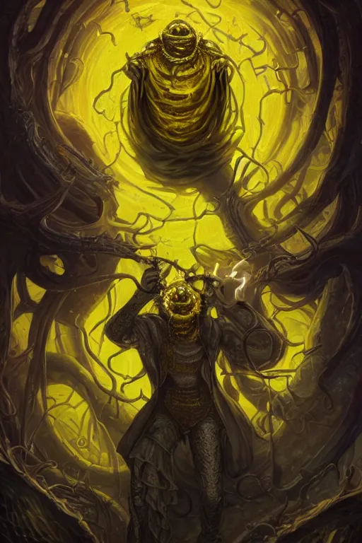 Image similar to Hastur drinking a can of Natural Light Beer, character art, concept art, painting by Mark Brooks, the king in yellow